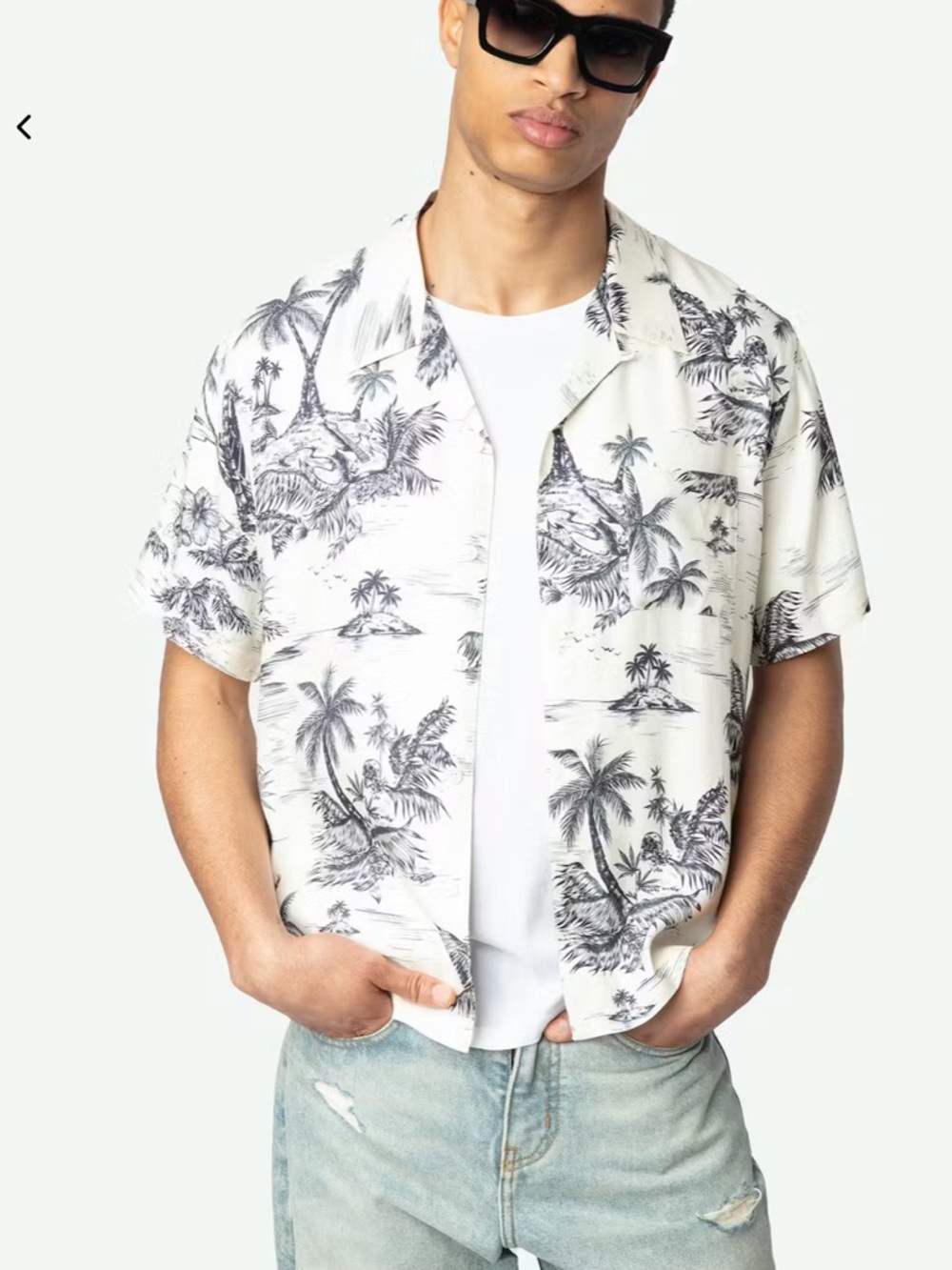 Zadig Voltaire Slony Tropical Print Short Sleeve Shirt Large Designer Resort